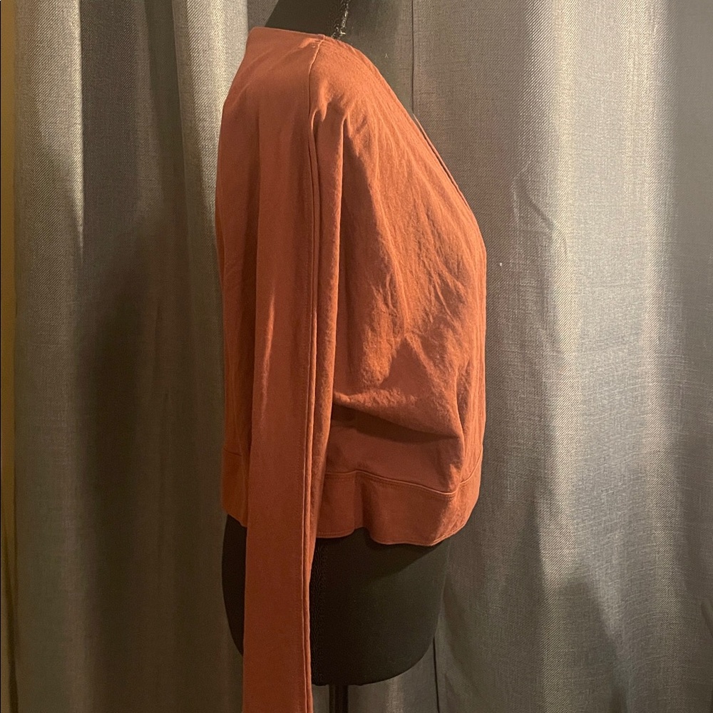 Zara Deep Rust Wrap Long Sleeve Blouse 
Size Medium - Picture 6 of 7